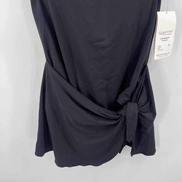 Contours by Coco Reef Swimsuit Size 12/36D One Shoulder Sarong Rosaline Black - Picture 14 of 16